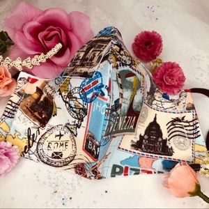 Travel themed face mask